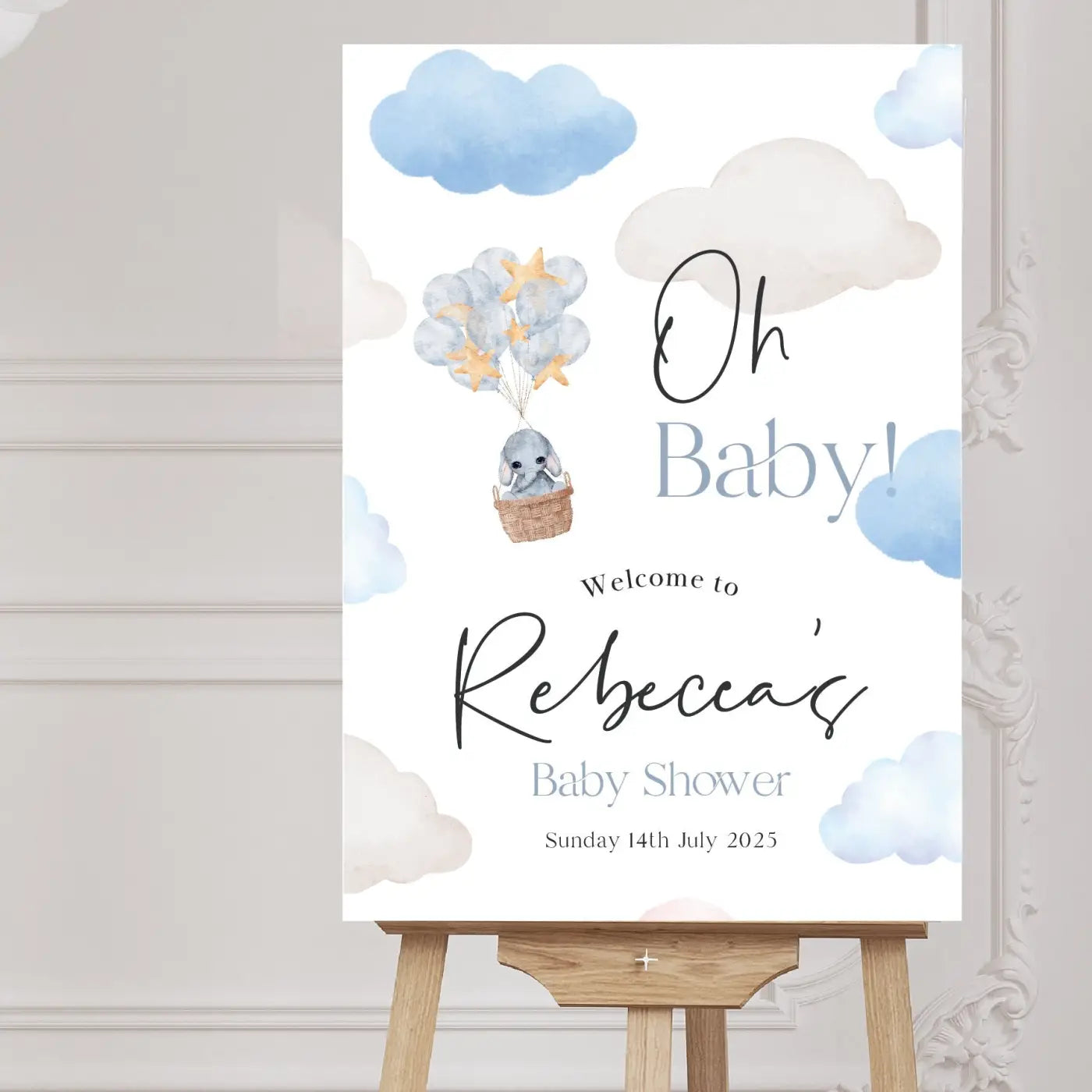Personalised event sign – luxury baby shower on premium foamboard with matte finish