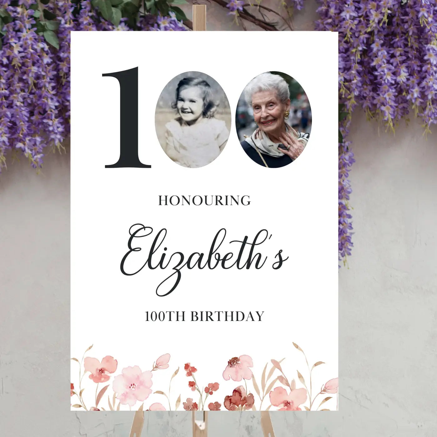 Personalised event sign – luxury birthday party | custom photo poster