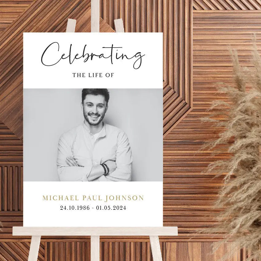 Personalised event sign – luxury celebration of life with matte finish