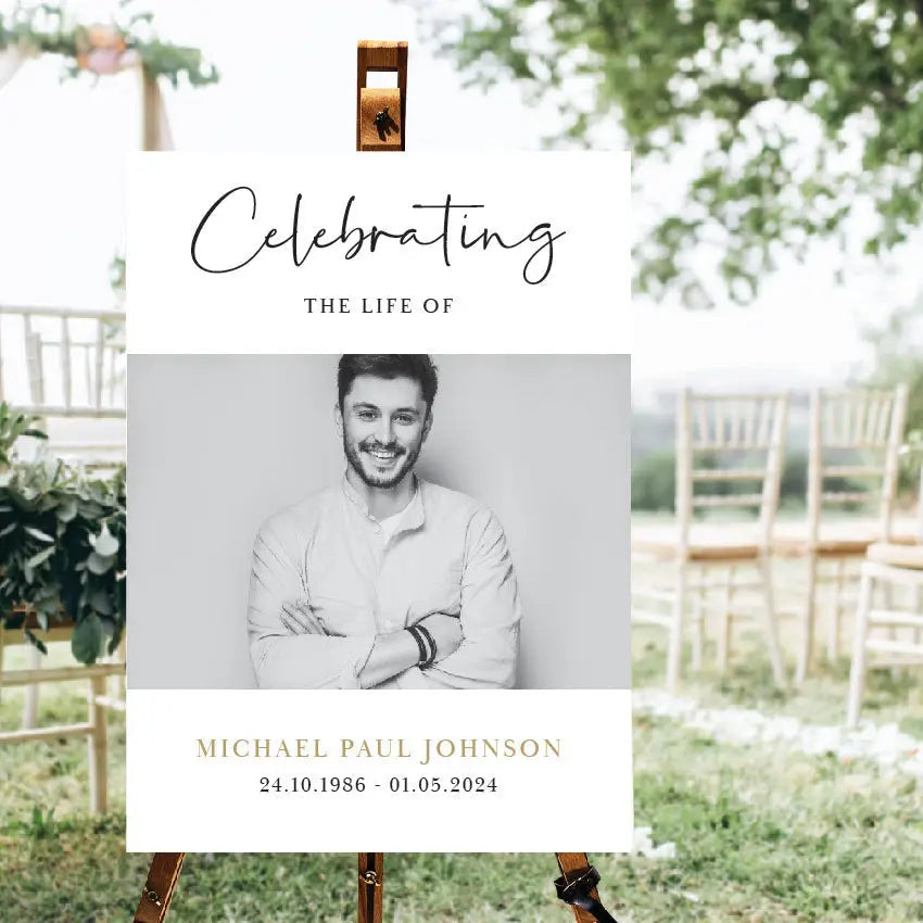 Personalised event sign – luxury celebration of life with matte finish