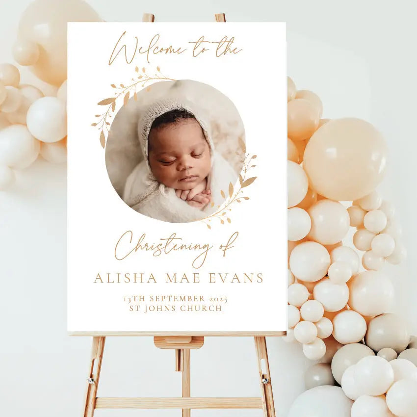 Personalised event sign | luxury christening welcome on premium foamboard