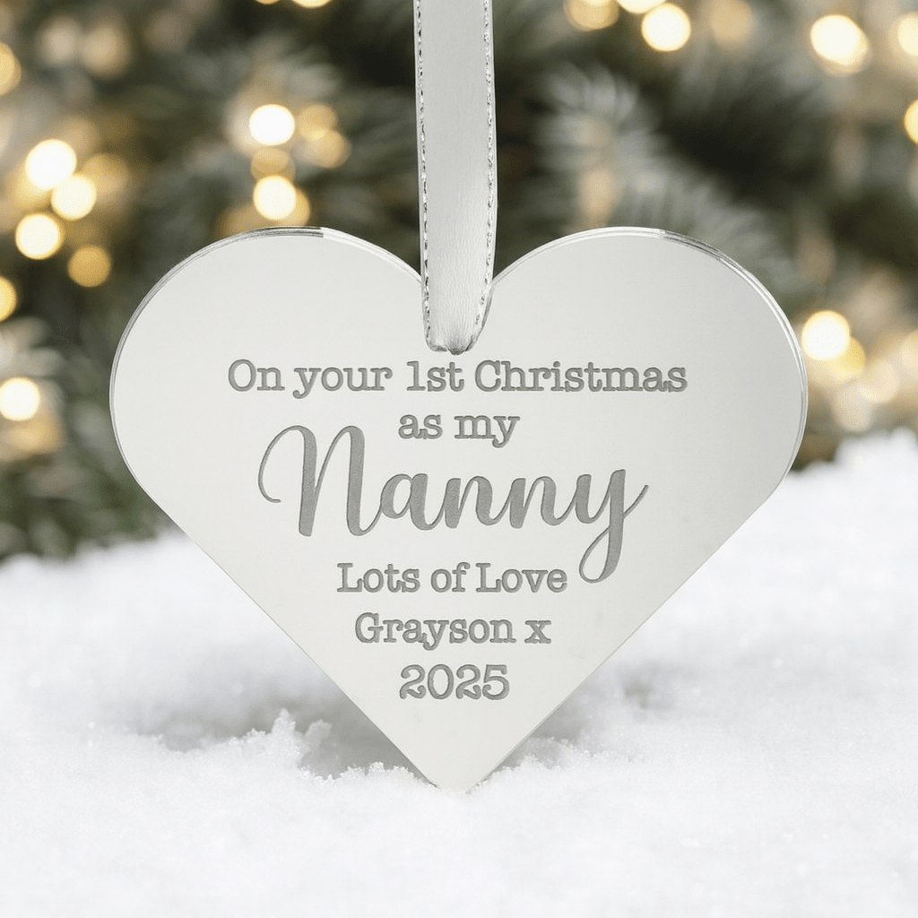 Personalised Nanny Bauble with engraving for Christmas tree decorations