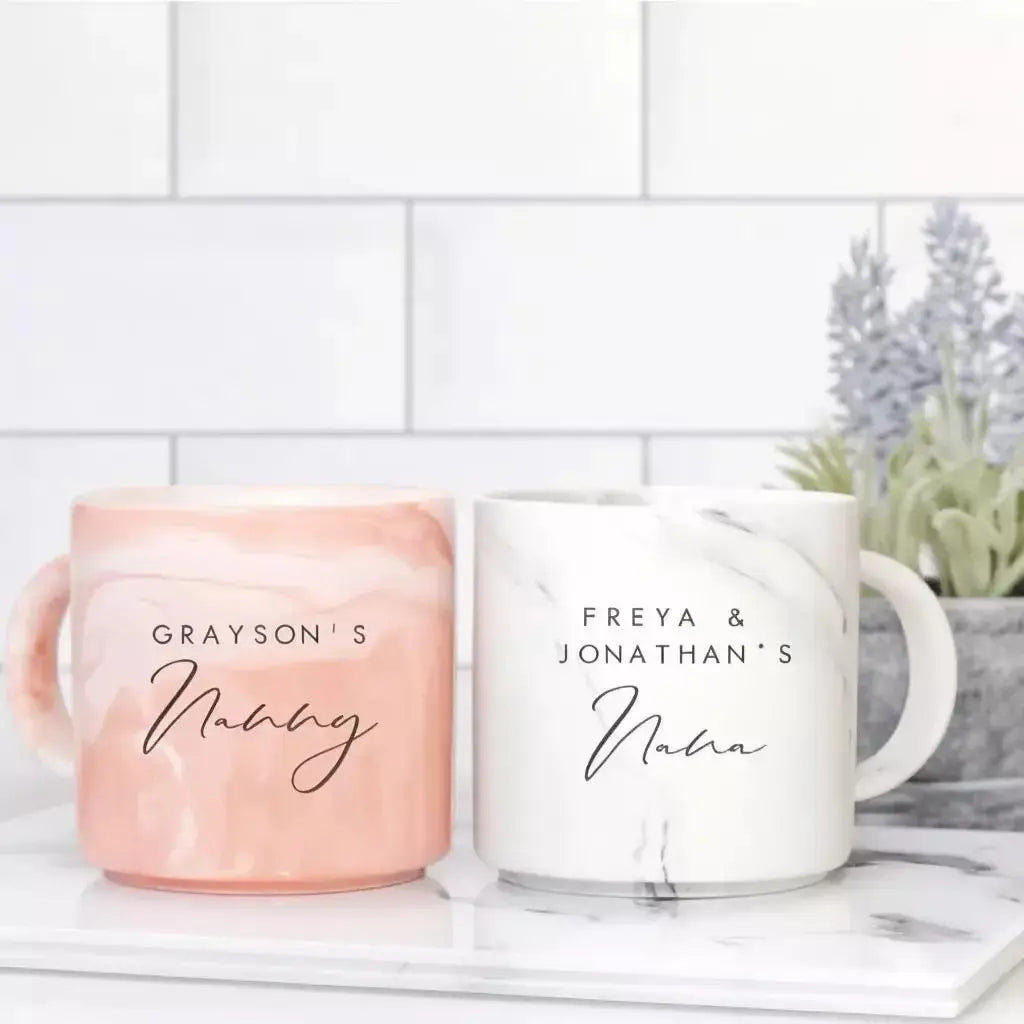 Personalised nanny mug: marble effect - dishwasher safe 14oz