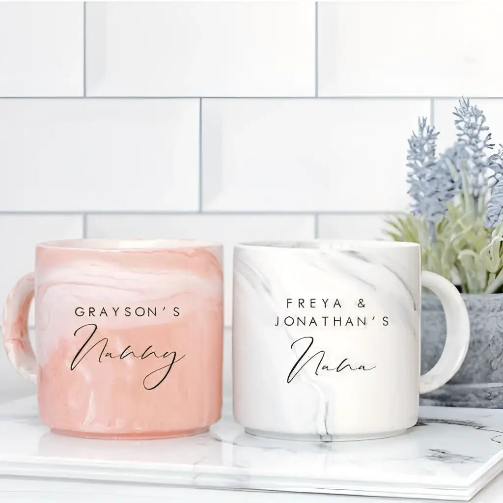 Personalised nanny mug: marble effect - dishwasher safe 14oz