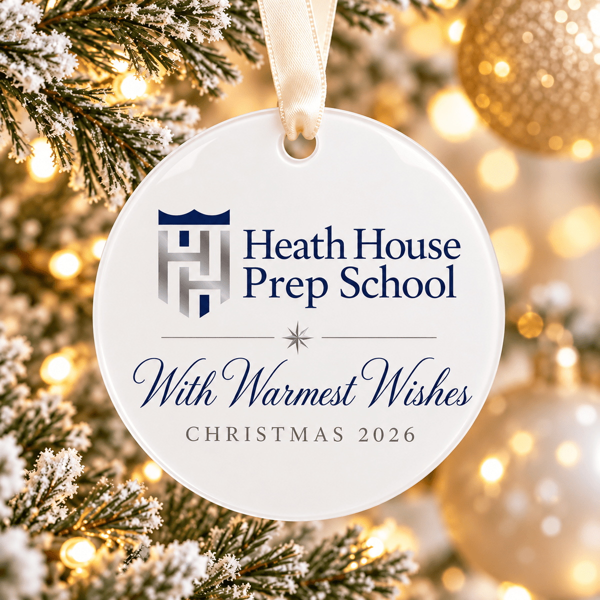 Personalised School Logo Christmas Bauble for branded Christmas trees