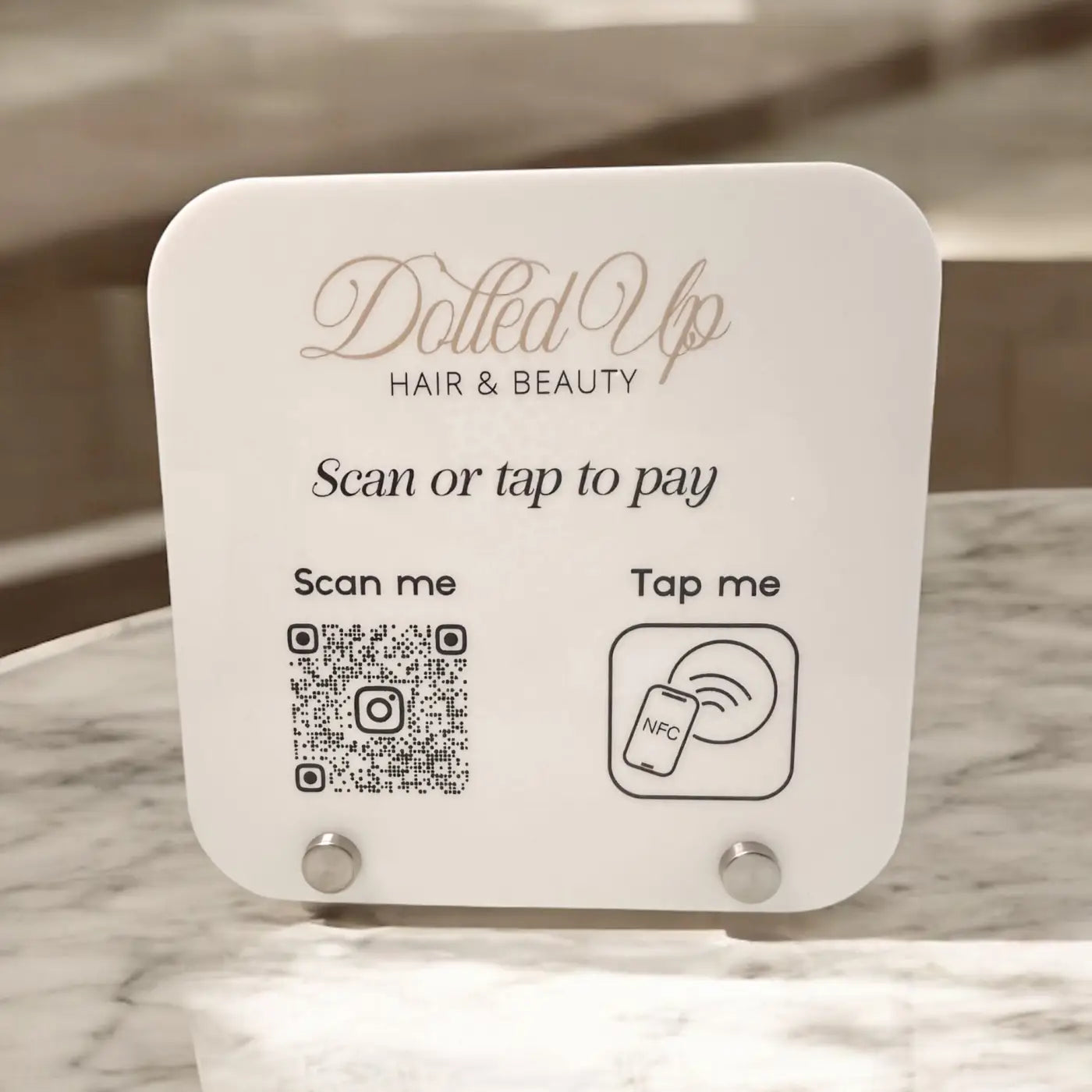 Qr nfc payment sign – custom acrylic | contactless pay display & branding