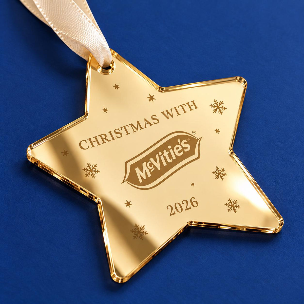 Star-Shaped Logo Christmas Baubles in mirror acrylic with personalised engraving