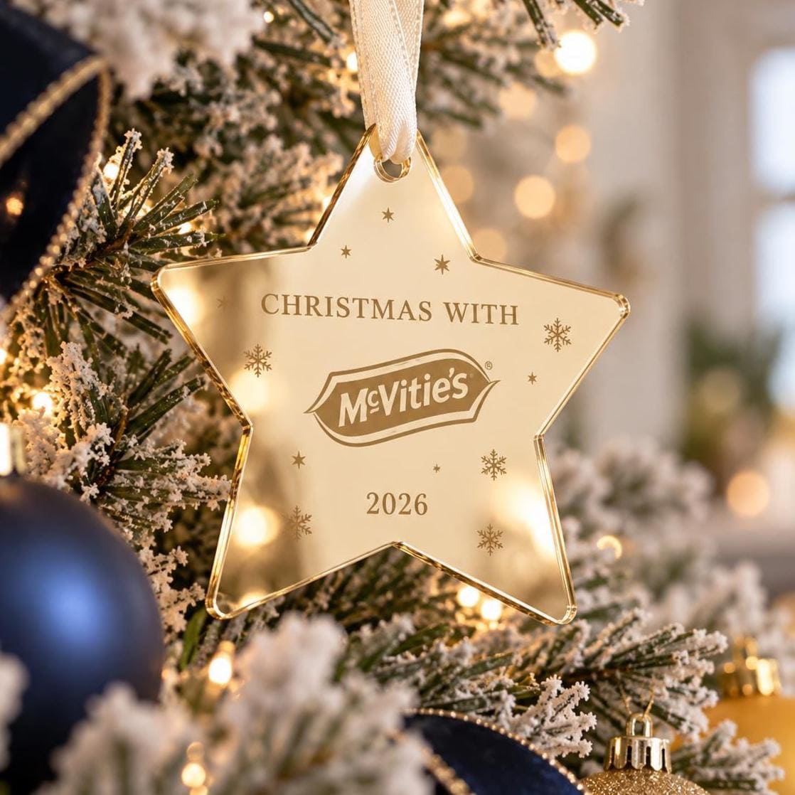Star-Shaped Logo Christmas Baubles in mirror acrylic for branded Christmas trees
