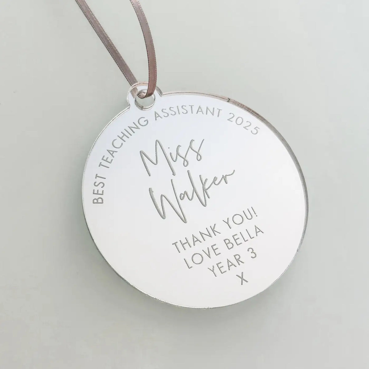 Teaching assistant tag – luxury personalised hanging gift | custom acrylic & wood