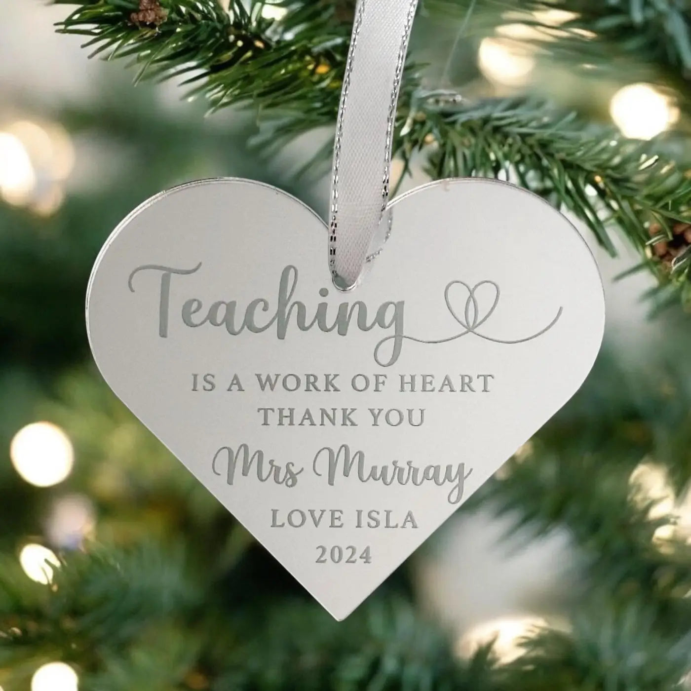 Thank you teacher gift – personalised engraved heart keepsake | luxury acrylic & wood present