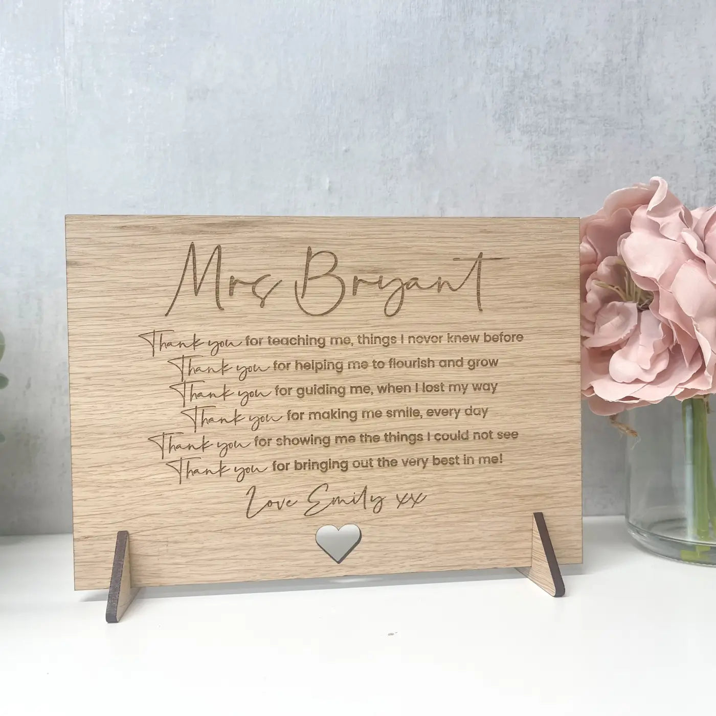 Wood engraved card – luxury teacher gift | personalised bespoke thank you design