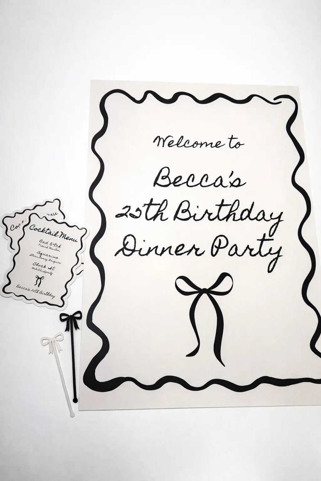 Becca foden’s 25th birthday: on-trend bow drink stirrers for a modern luxury celebration