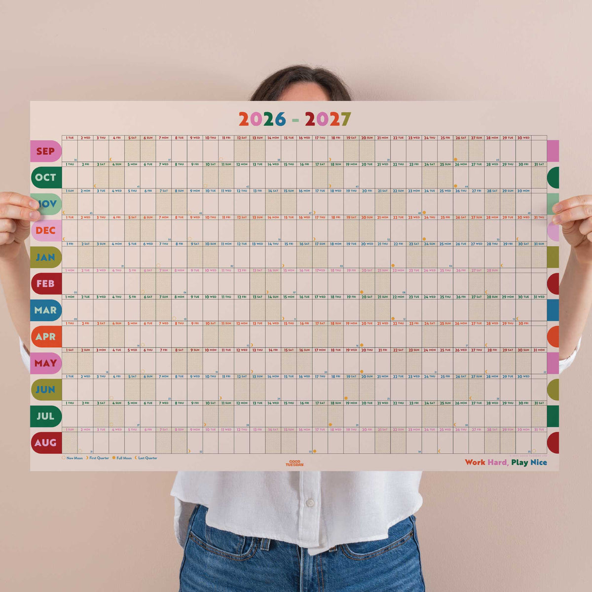 2026–2027 Academic Wall Planner Landscape 27.5 x 19.3 Inches