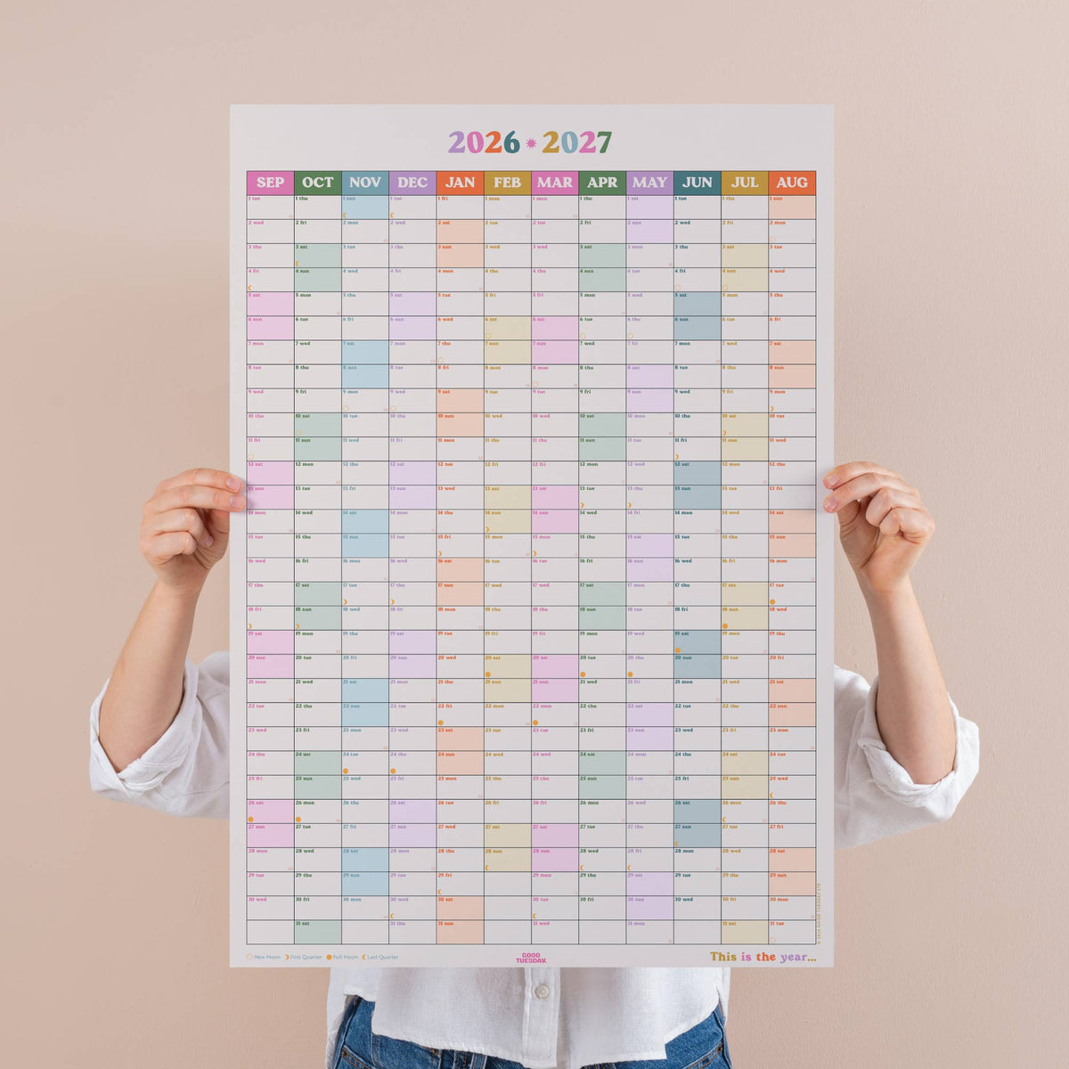 2026-2027 Portrait Academic Year Wall Planner Recycled Paper