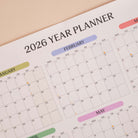 2026 Pastel A1 Wall Planner Monthly Grid Yearly Overview