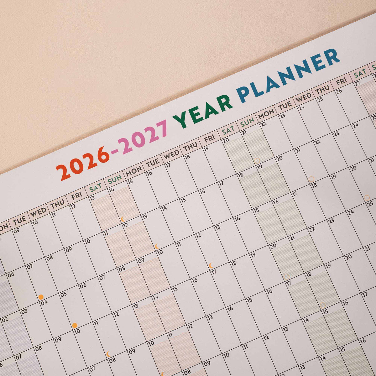A1 Landscape Academic Wall Planner 2026–2027 – Work Hard, Play Nice