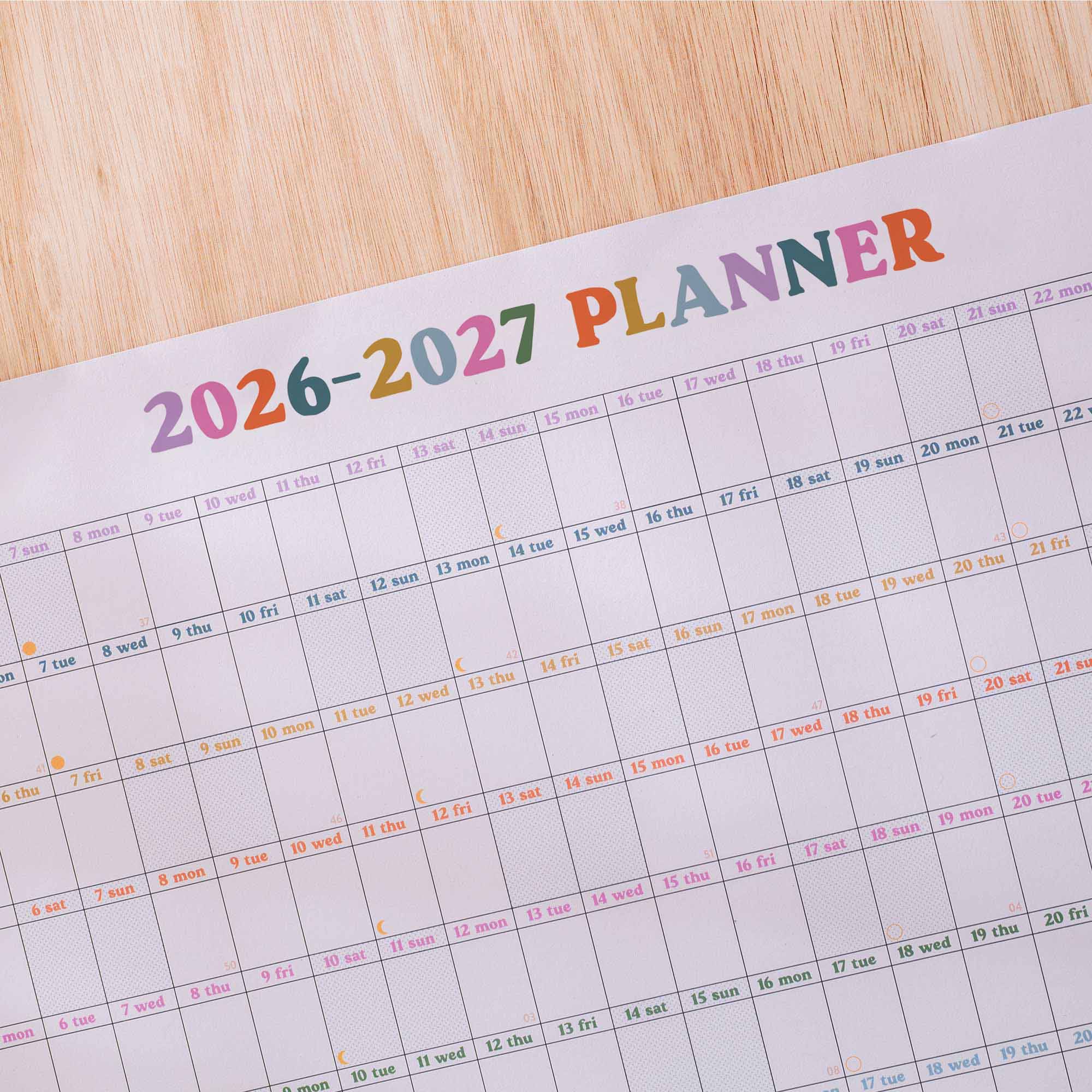 2026-2027 Academic Landscape Wall Planner, Recycled Paper, Large