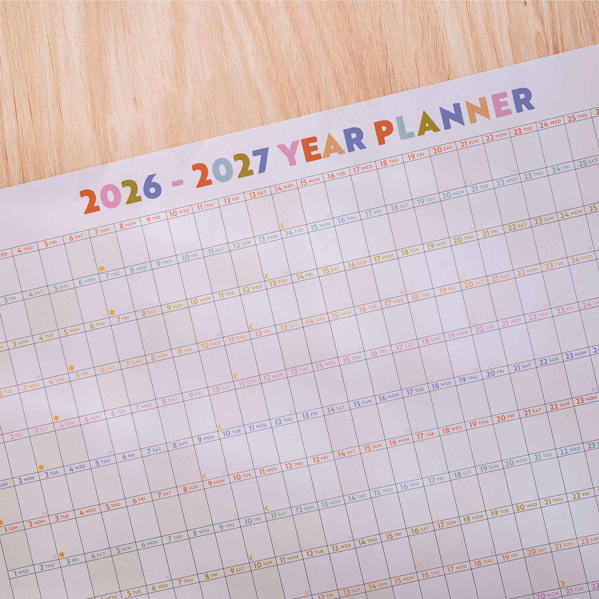2026-2027 Pastel Academic Wall Planner 27.5 x 19.3 in Recycled