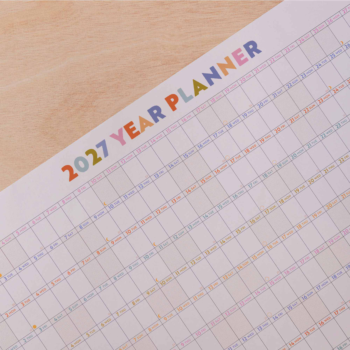 2027 Pastel Landscape Wall Planner Large Yearly Overview 27.5x19.3in