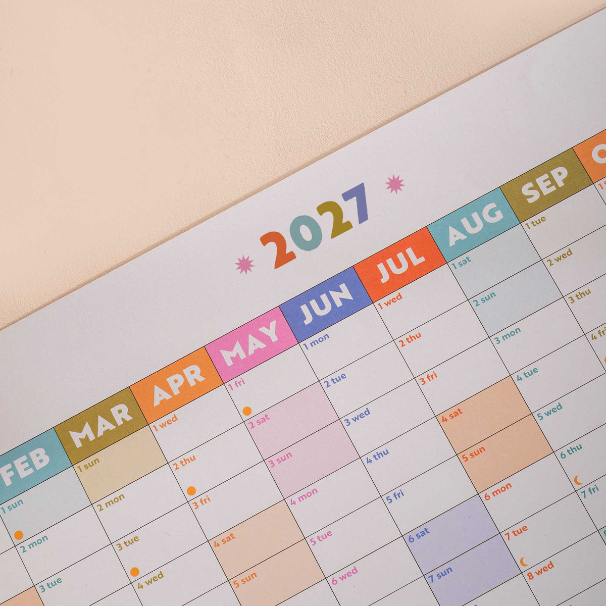 2027 Pastel Portrait Wall Planner Large Recycled Yearly Overview