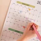 2026 Pastel A1 Wall Planner Monthly Grid Yearly Overview