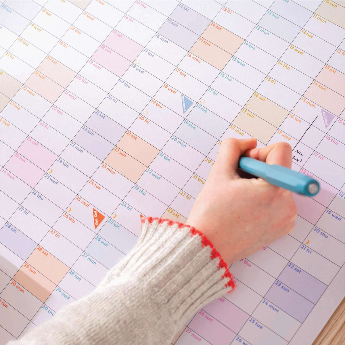 2027 Pastel Portrait Wall Planner Large Recycled Yearly Overview
