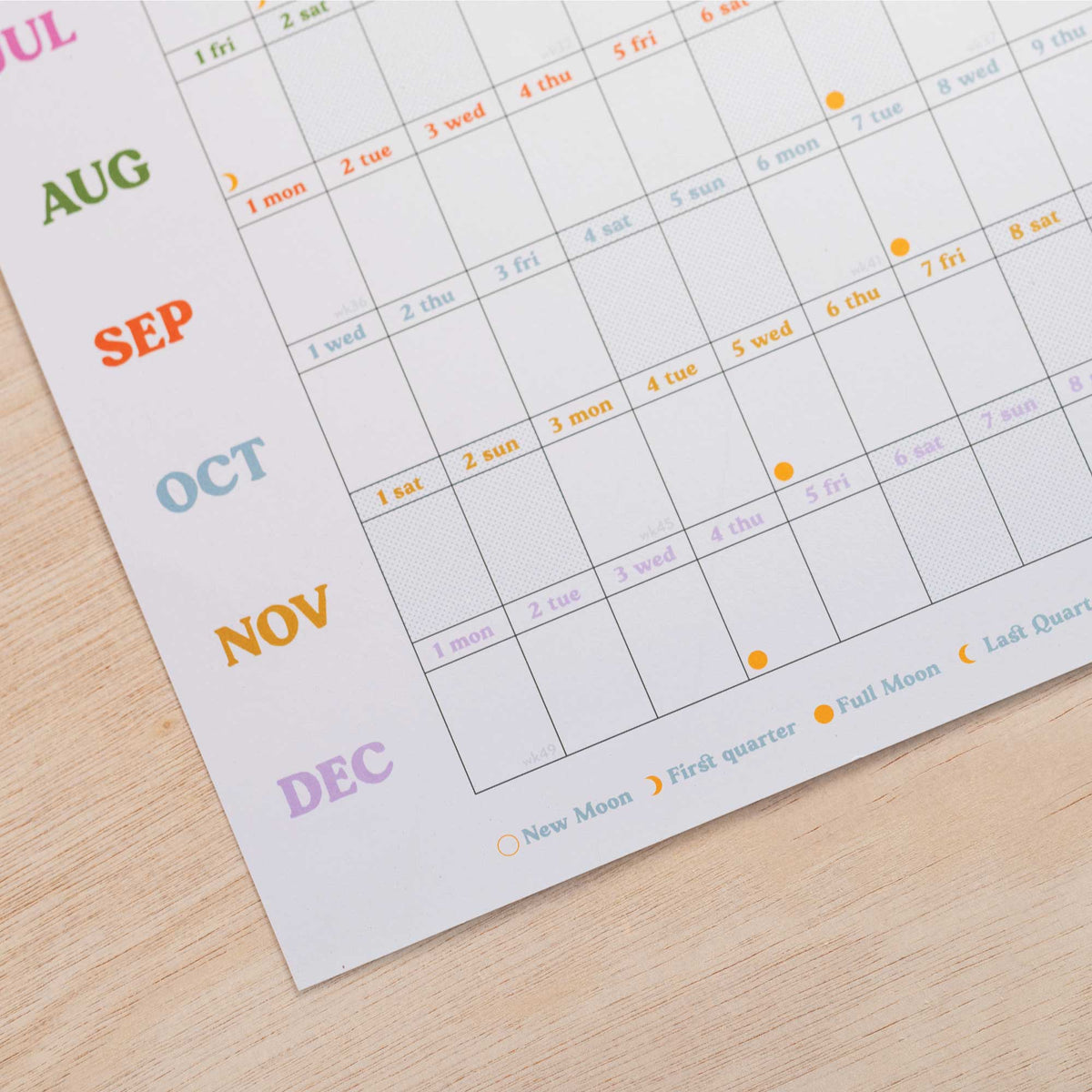 2027 Landscape Wall Planner Recycled Year-at-a-Glance Calendar with Moon Phases