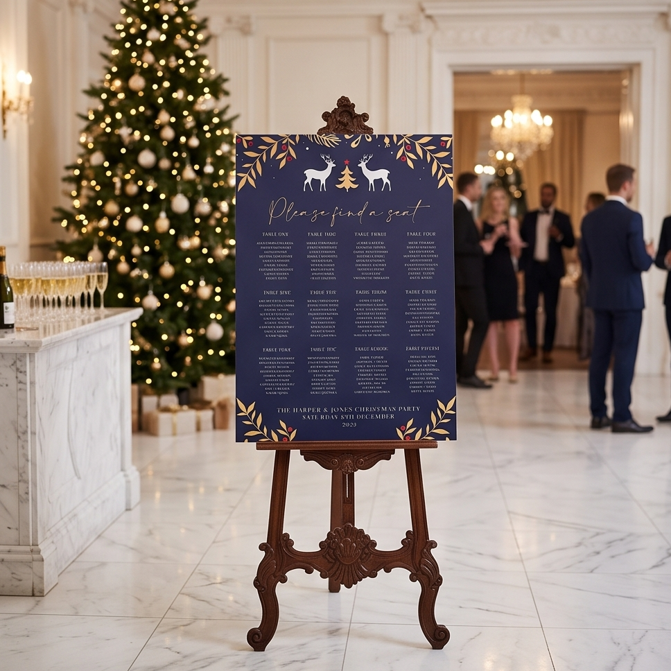 Corporate Christmas Table Plan featuring custom artwork