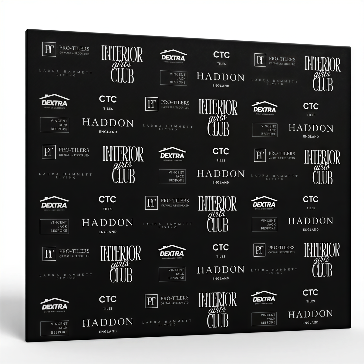 a black and white photo of the interior club logo