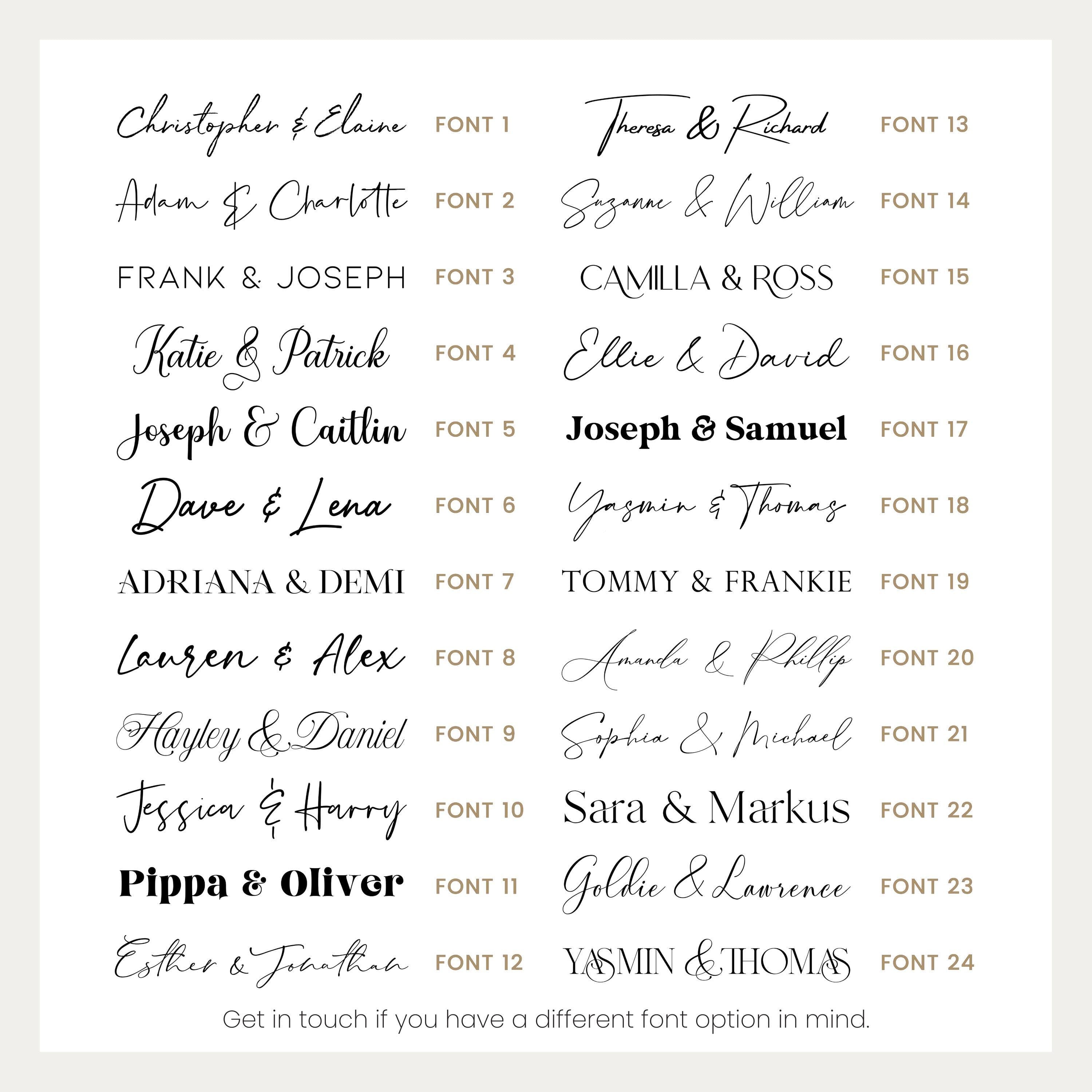Customised Wedding Table Numbers
