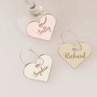 Personalised party drinks charms – luxury heart shaped gold mirror drink markers