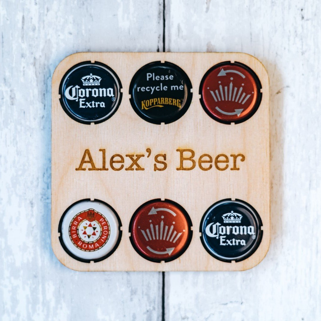 Men's Personalised Beer Bottle Top Coaster