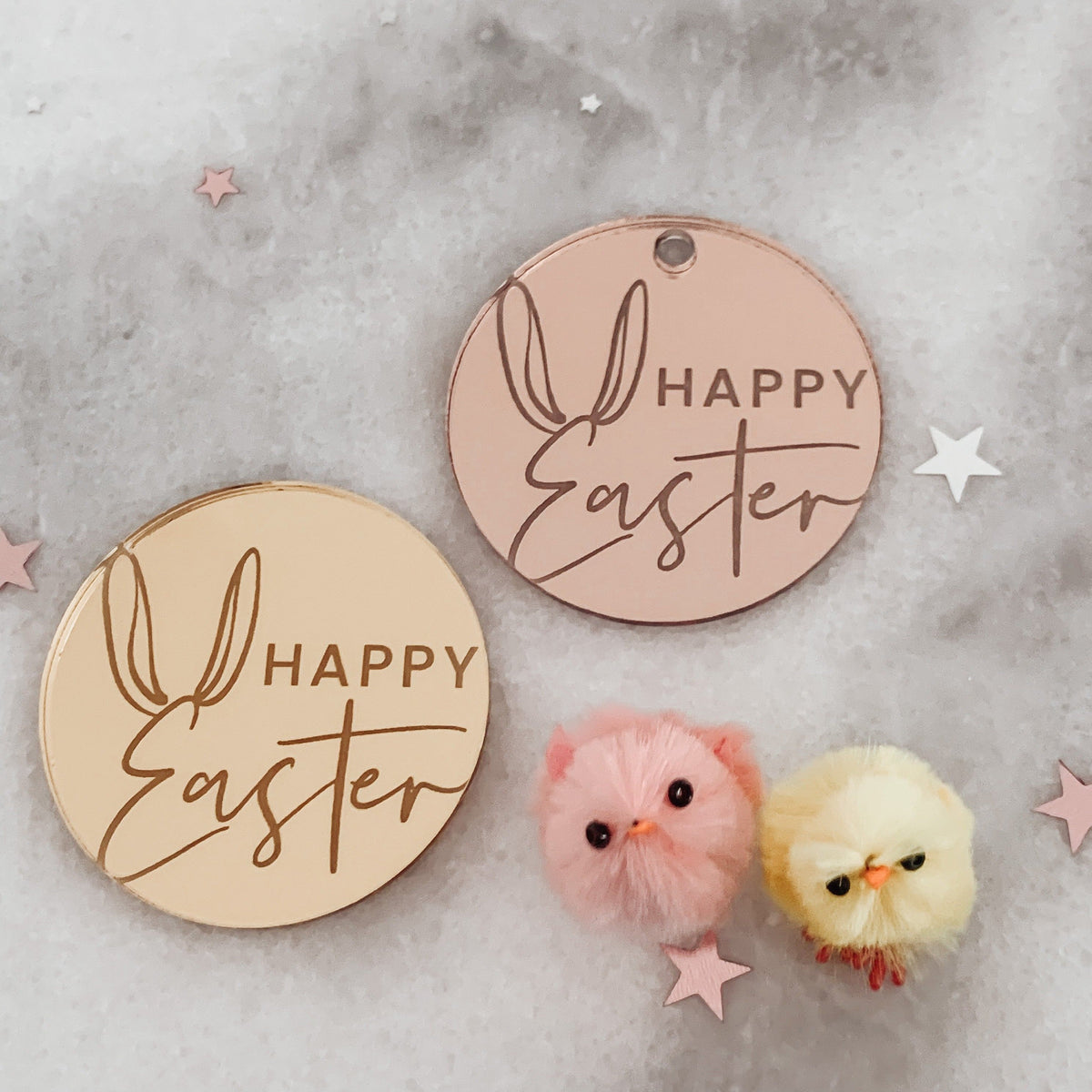 Happy Easter Engraved Cake Charms