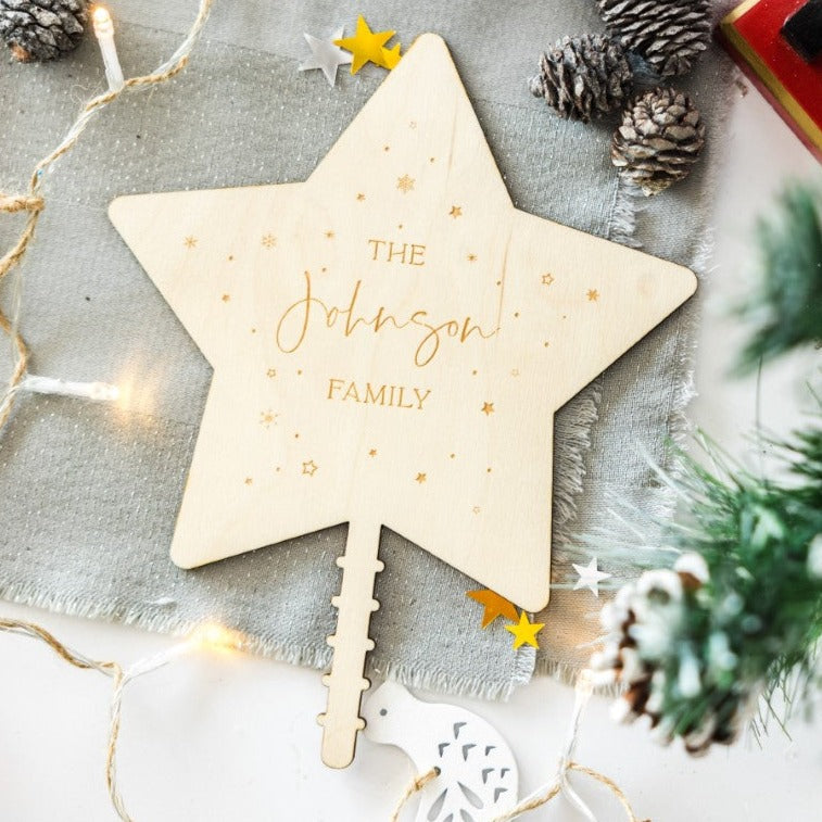 Wood Engraved Star Topper 