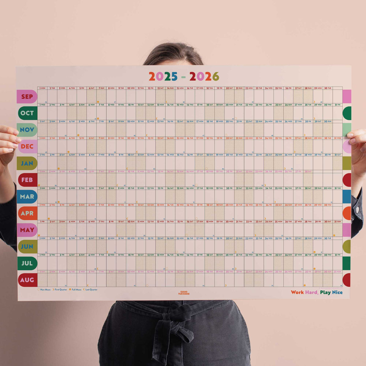2025–2026 Academic Year Wall Planner Landscape Colour-Blocked Monthly