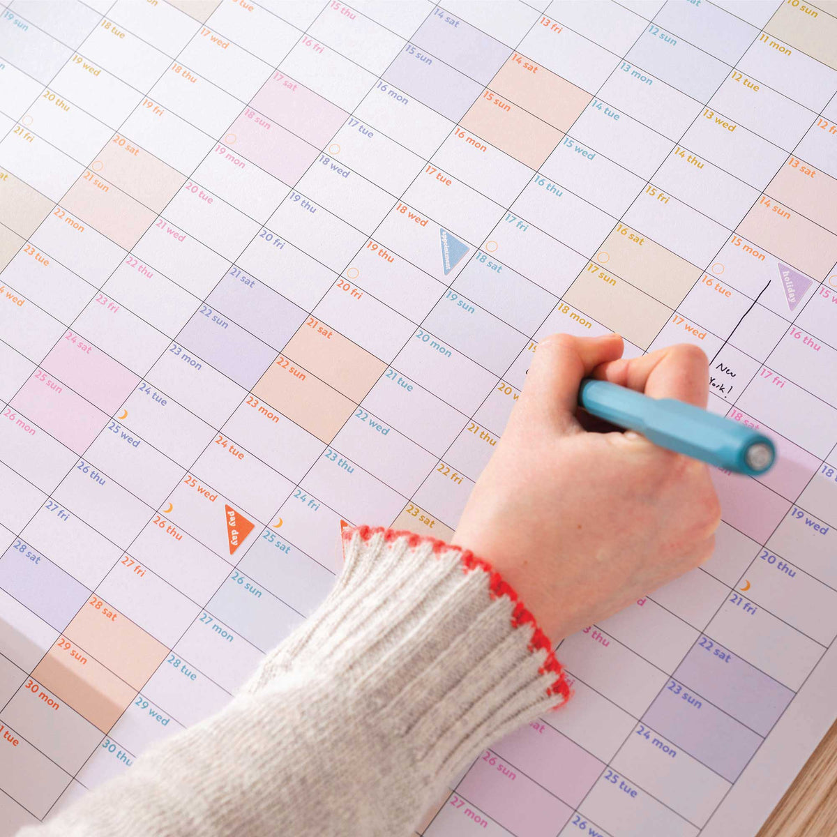2026 Portrait Wall Planner – Pastel Year-at-a-Glance Recycled Paper