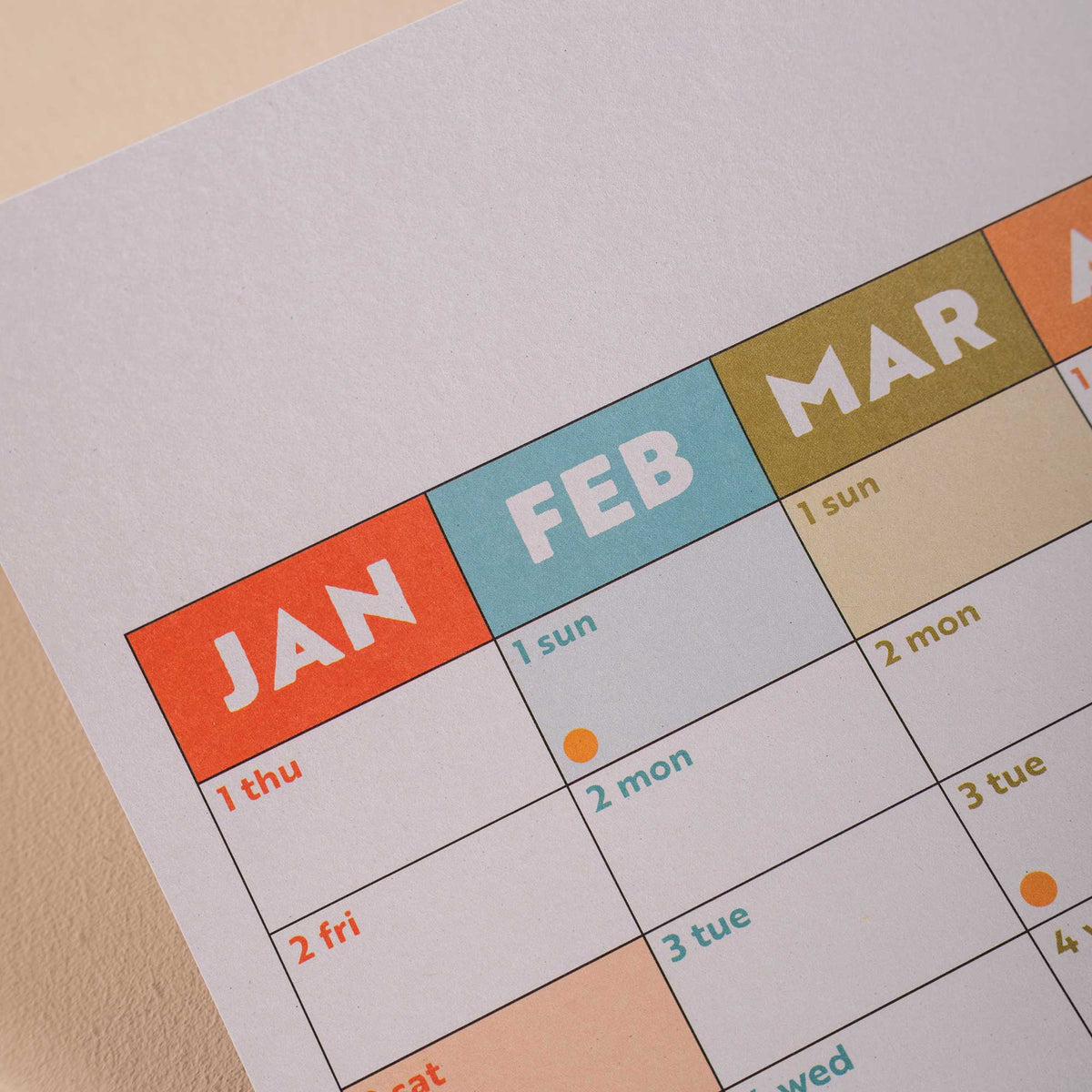 2026 Portrait Wall Planner – Pastel Year-at-a-Glance Recycled Paper