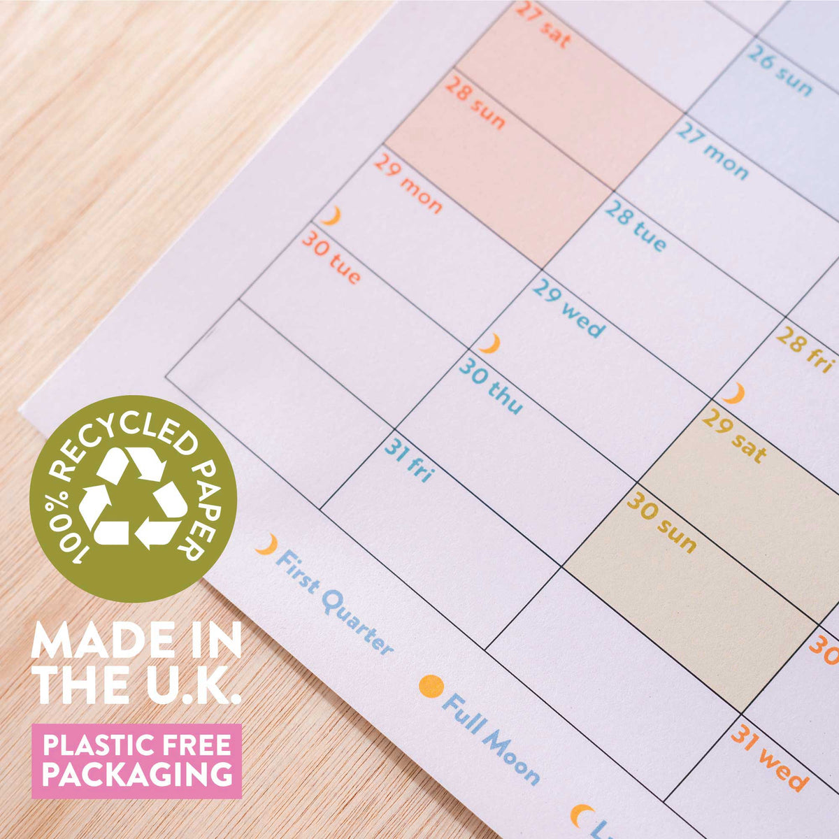2026 Portrait Wall Planner – Pastel Year-at-a-Glance Recycled Paper