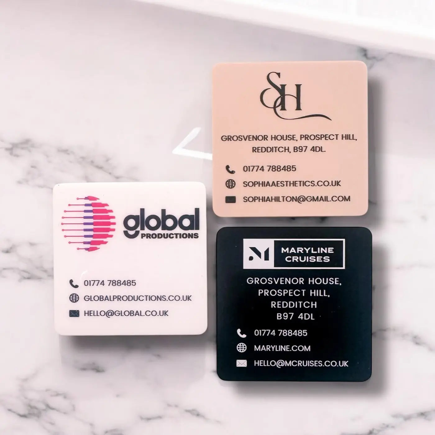 Acrylic business cards – custom double sided square premium branding