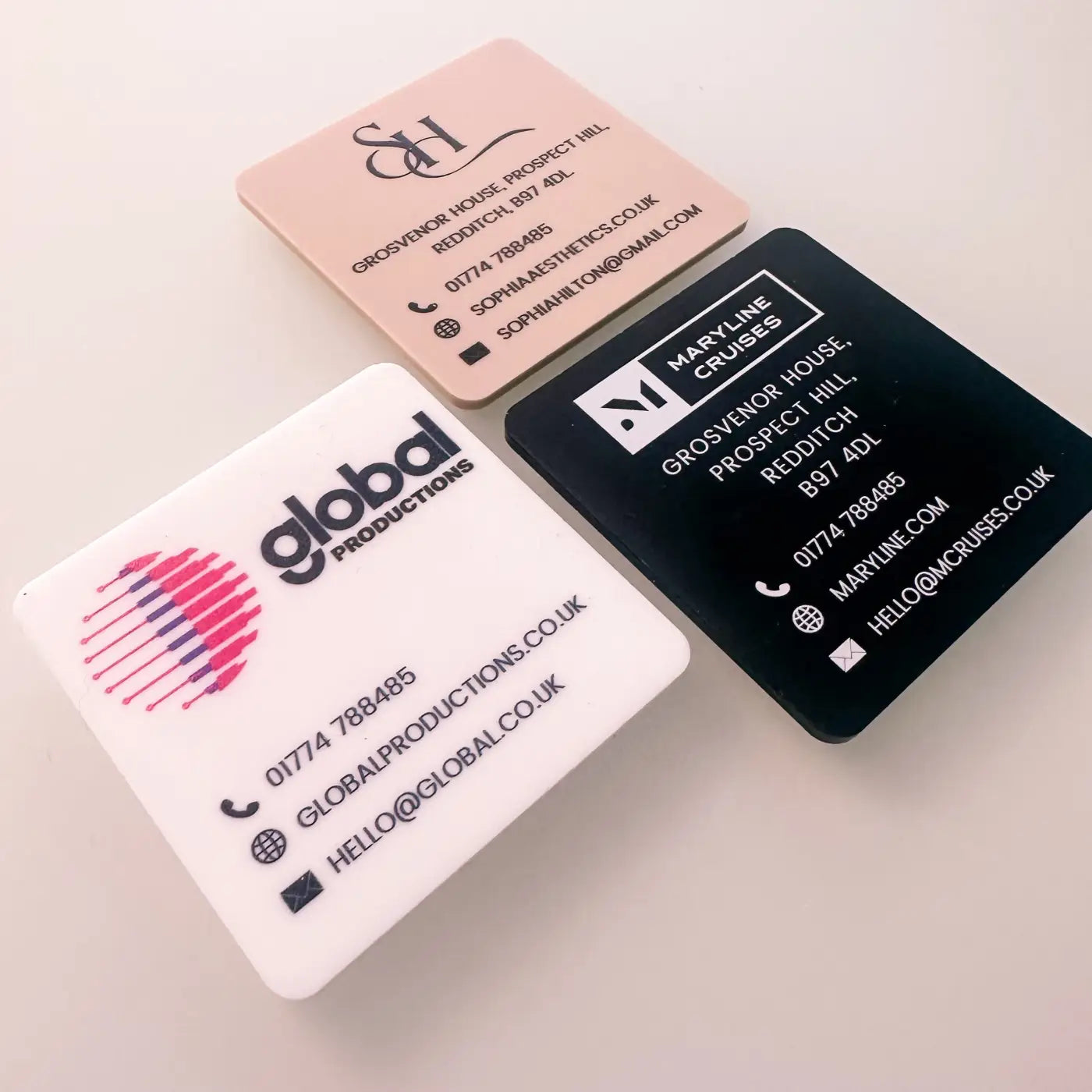 Acrylic business cards – custom double sided square premium branding