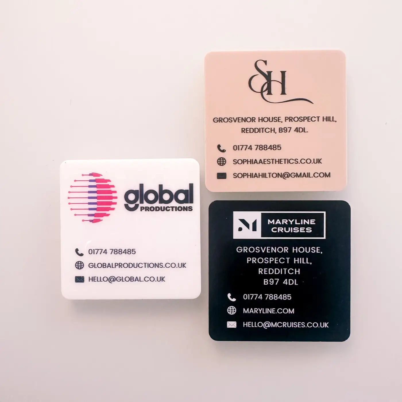 Acrylic business cards – custom double sided square premium branding