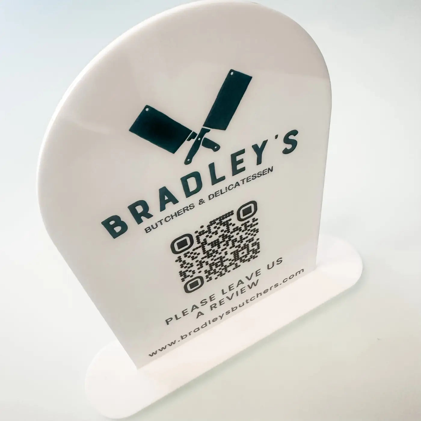 Acrylic business sign - luxury dome top custom branded display for retail & events