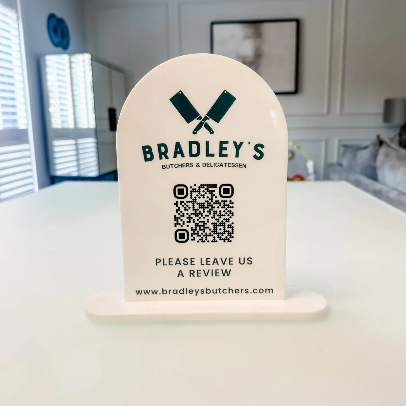 Acrylic business sign - luxury dome top custom branded display for retail & events