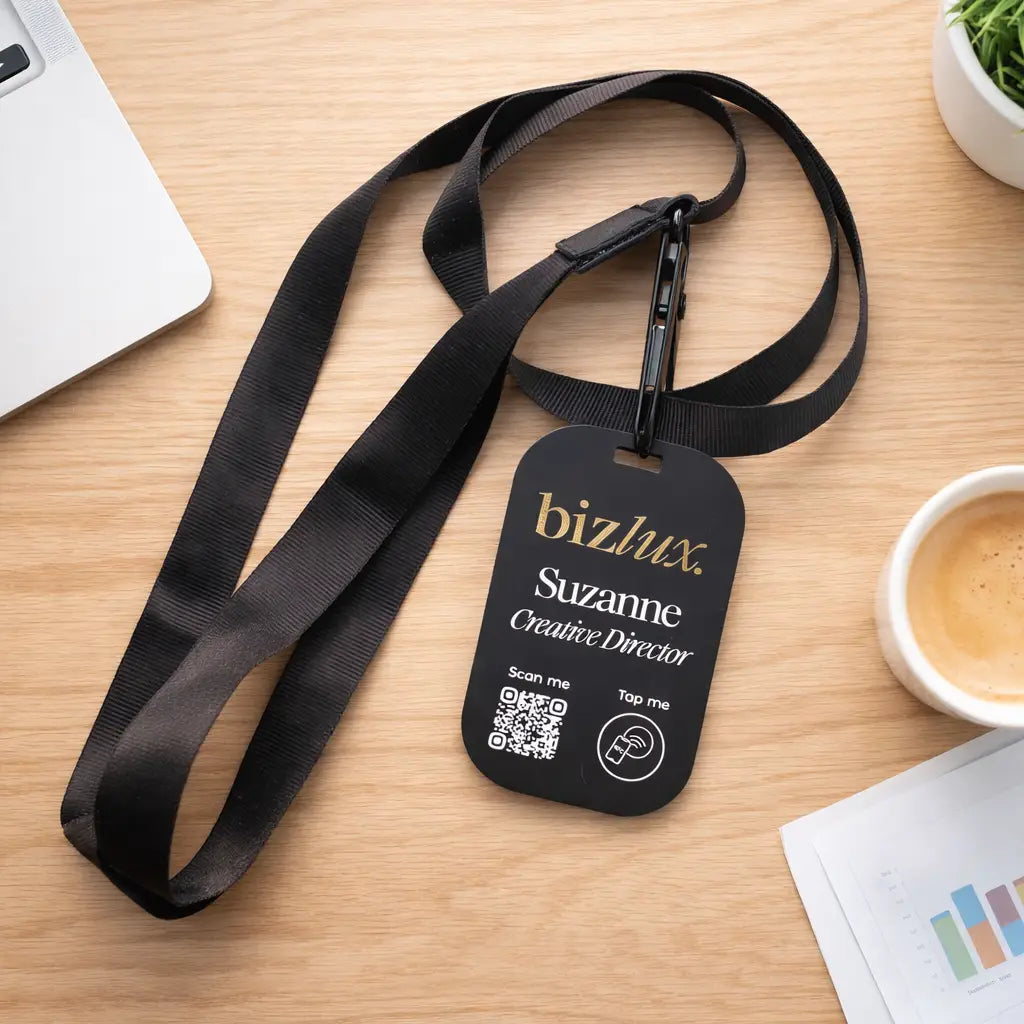 Acrylic lanyard tag - custom badge with nfc id | business
