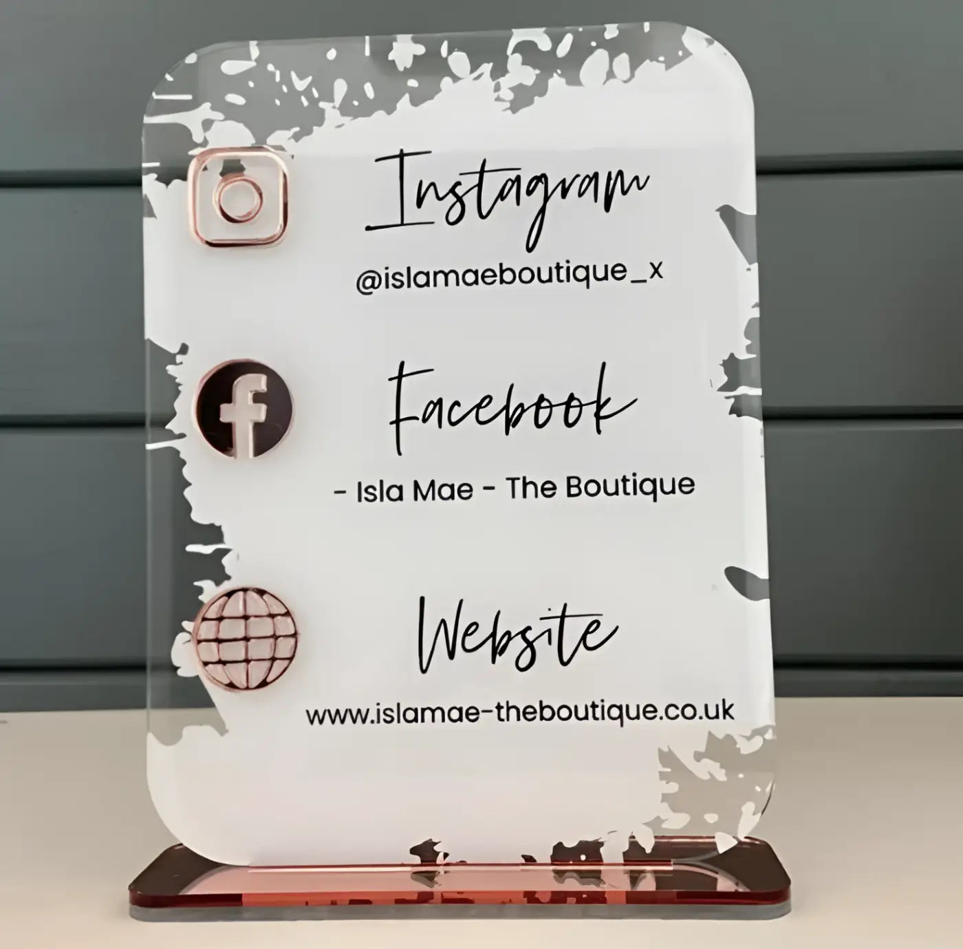 Acrylic social media sign – luxury custom mirror with precision cut edges