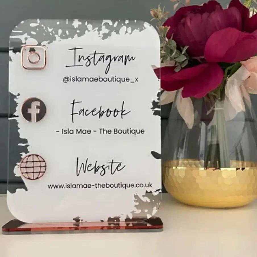 Acrylic social media sign – luxury custom mirror with precision cut edges