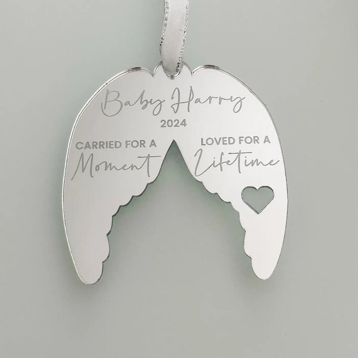 Angel wings keepsake – personalised baby loss memorial gift | luxury tribute