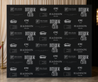 The image is a black and white collage featuring various logos and text related to interior design and flooring companies.