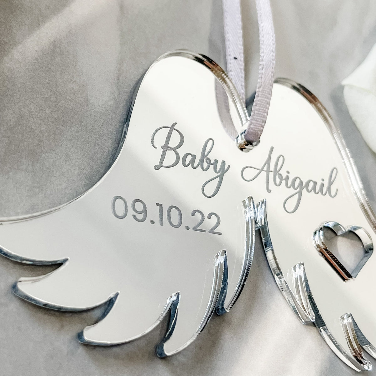 Baby Angel Wings Ornament for family remembrance keepsakes