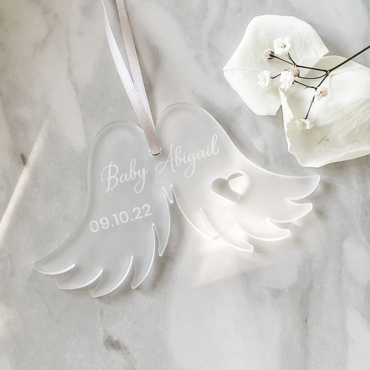 Baby Angel Wings Ornament designed for personalised remembrance gifts